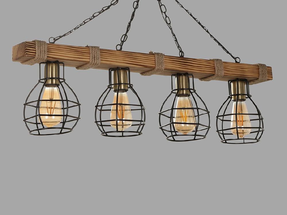 opviq RustiqueLuxe Wooden Chandelier - Vintage Glow | Opviq