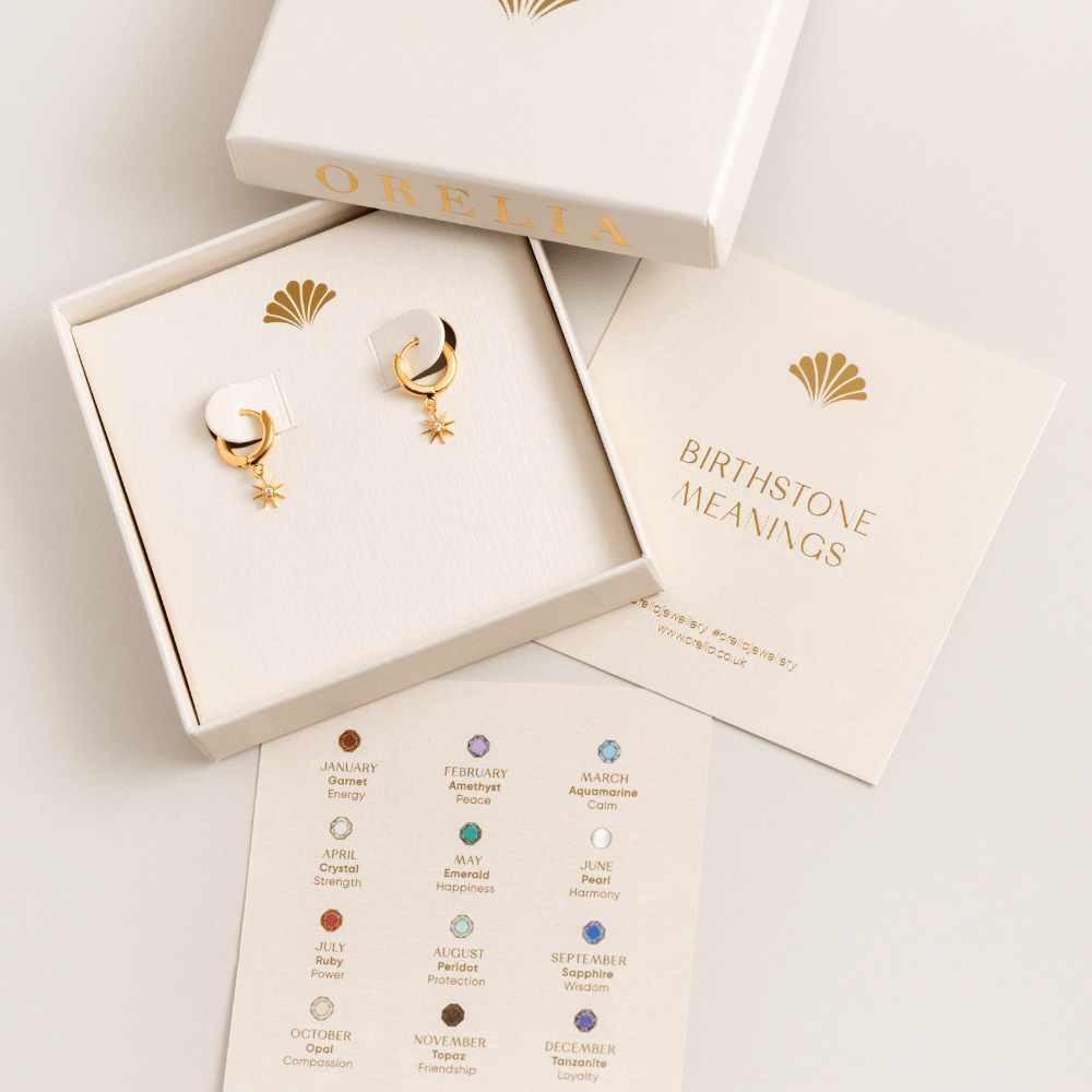 Orelia April Birthstone Crystal Huggie Hoop Earrings