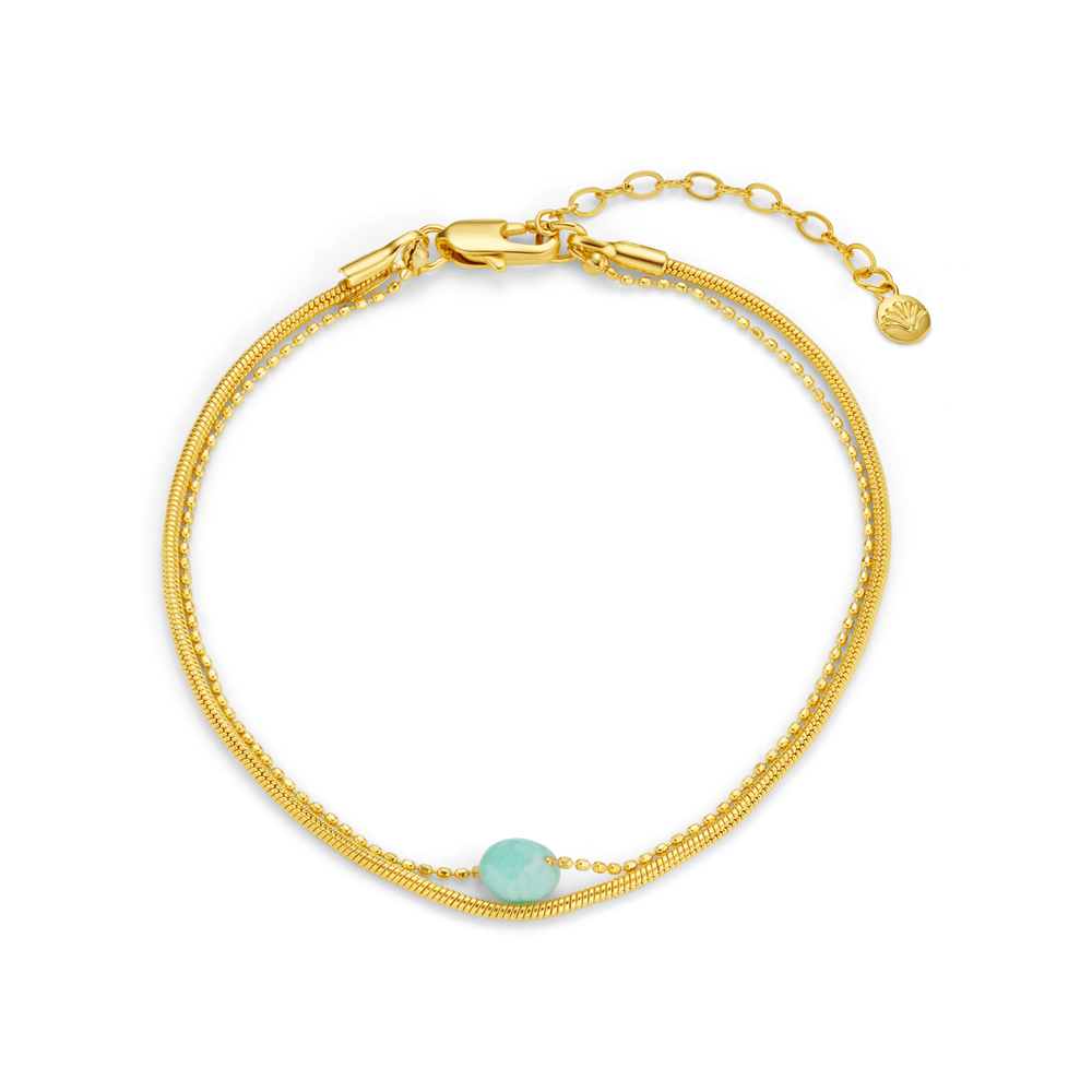 orelia Aquamarine Semi-Precious 2-Row Snake Chain Bracelet