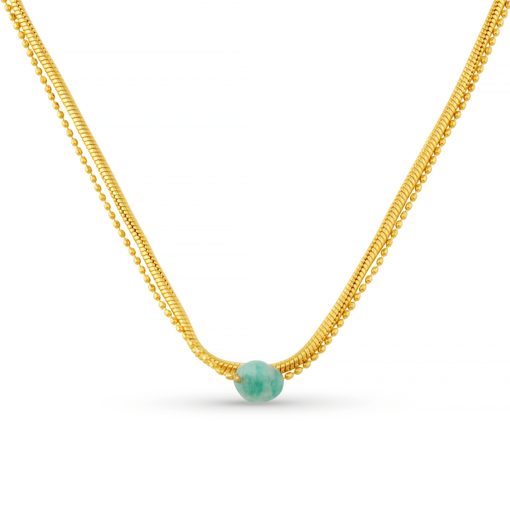orelia Aquamarine Semi-Precious Snake 2-Row Necklace