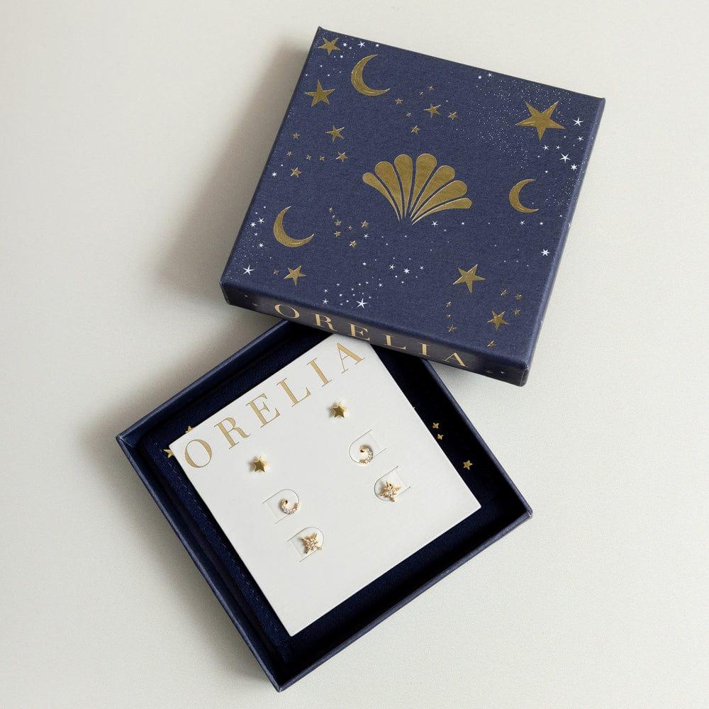 Orelia Celestial Pavé Stud Earring Pack With Gift Box