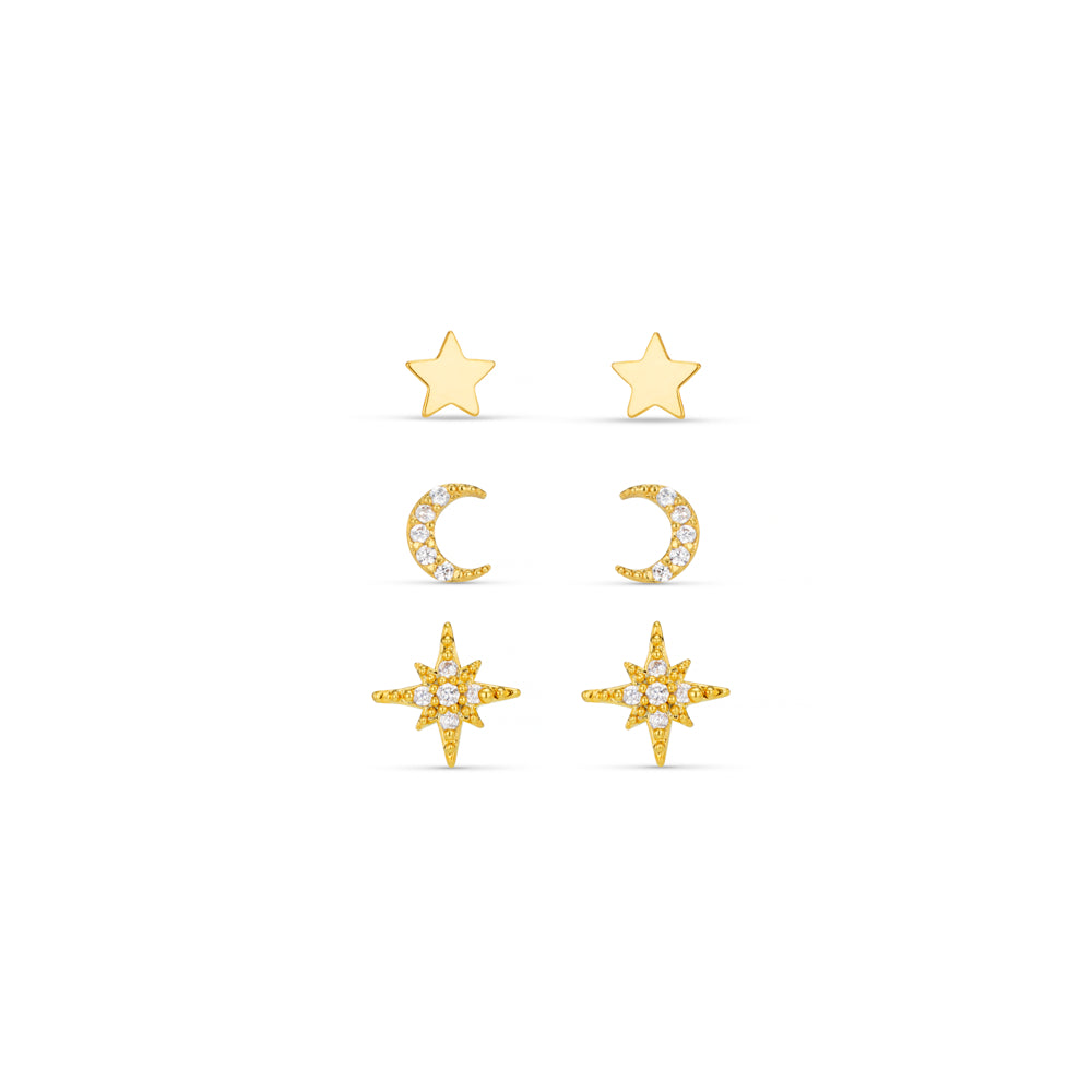 orelia Celestial Pavé Stud Earring Pack With Gift Box