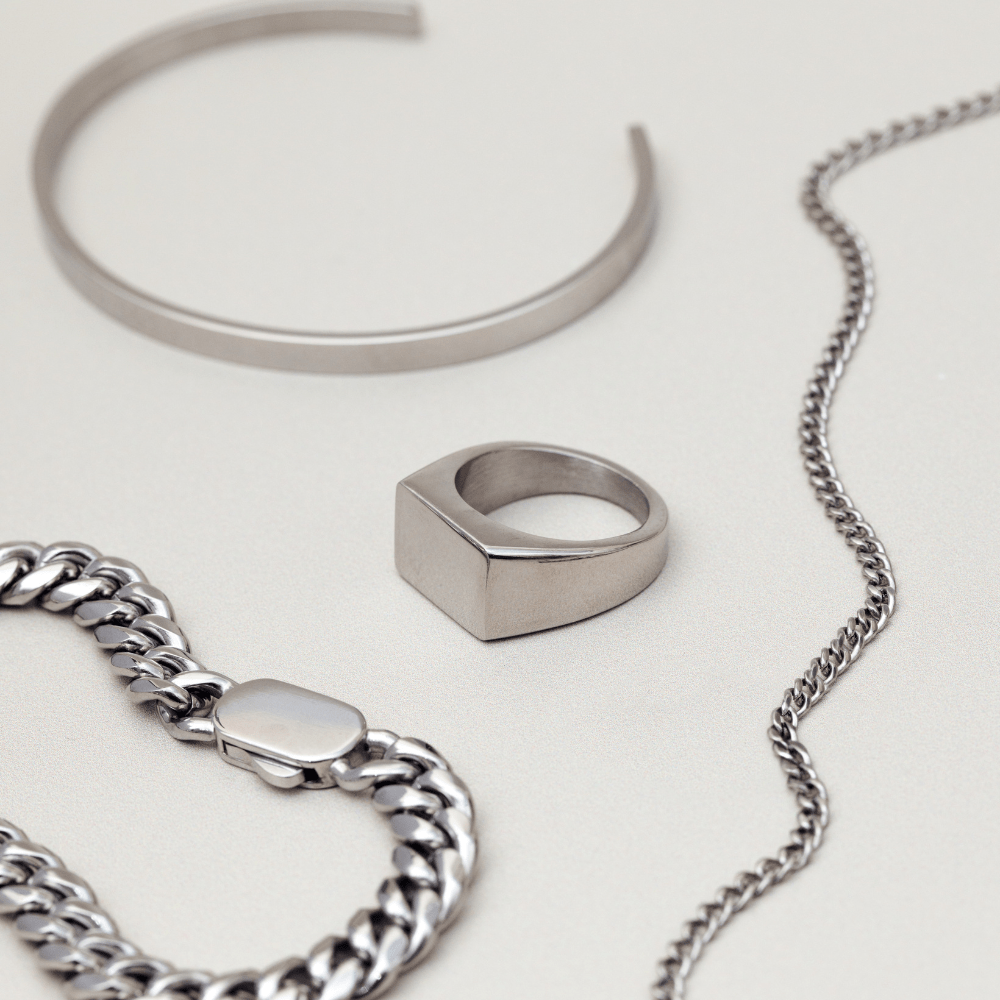 Orelia Chunky Flat Curb & Solid Clasp Bracelet - Silver