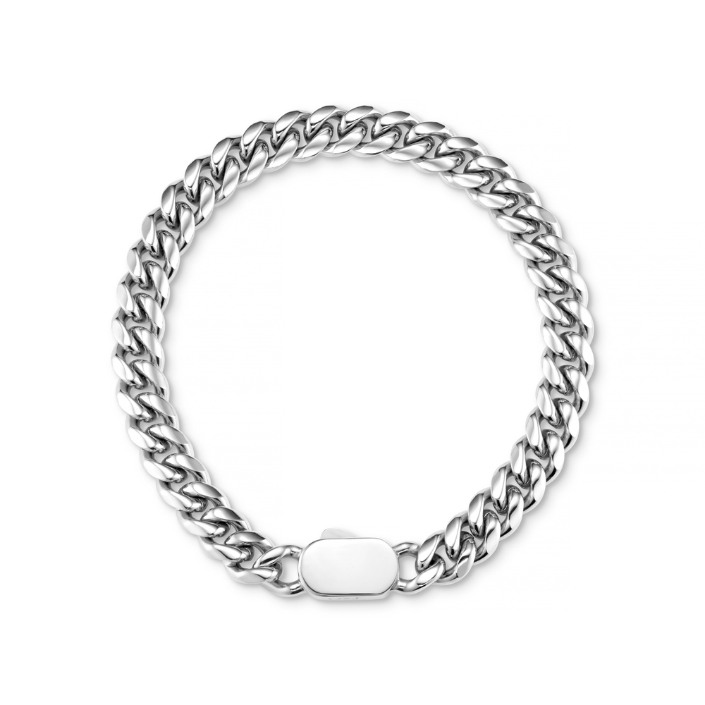 orelia Chunky Flat Curb & Solid Clasp Bracelet - Silver
