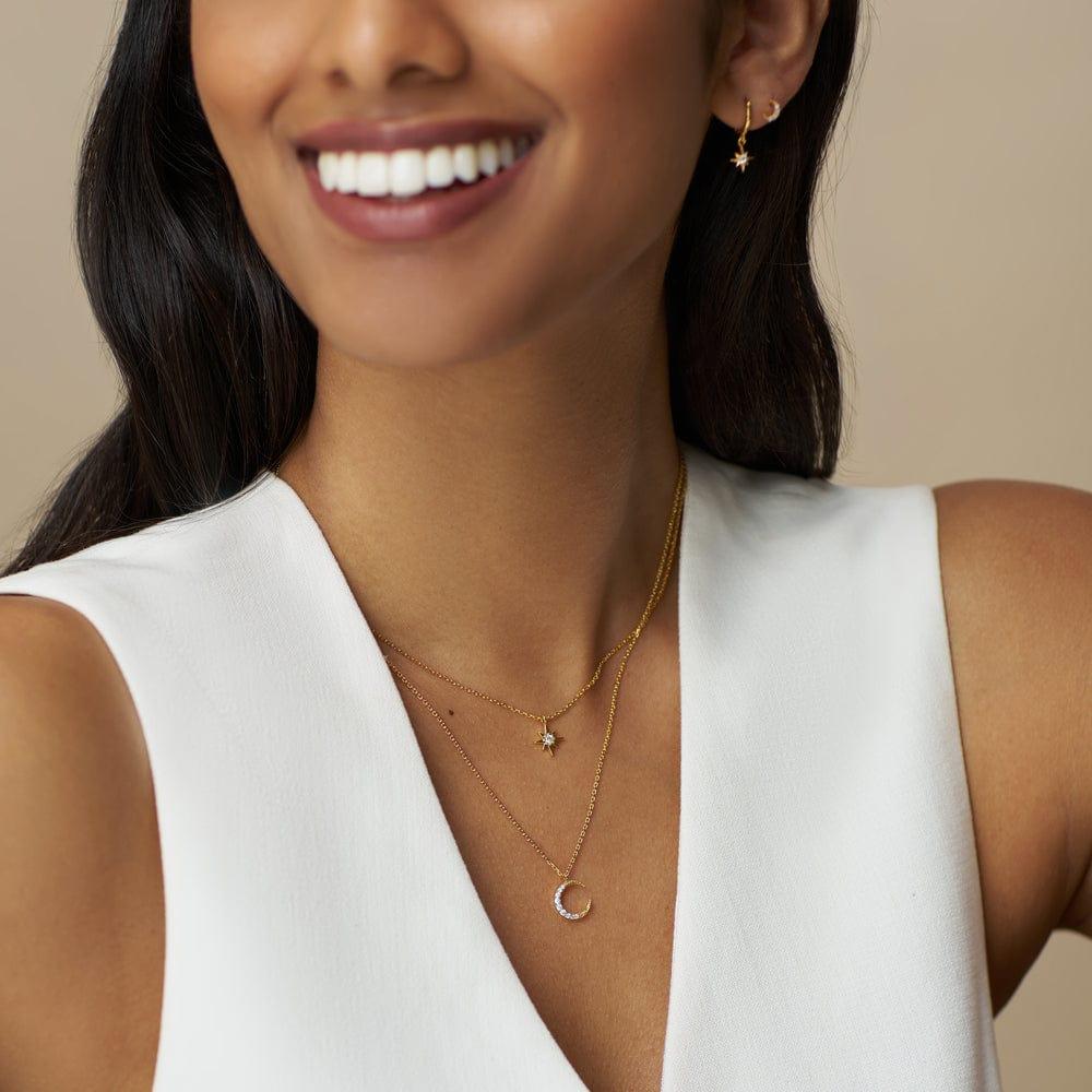 Orelia Crystal Starburst Charm Necklace With Gift Box