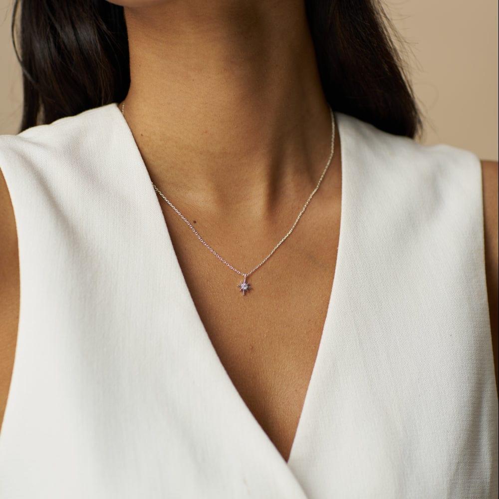 Orelia Crystal Starburst Charm Necklace With Gift Box Silver