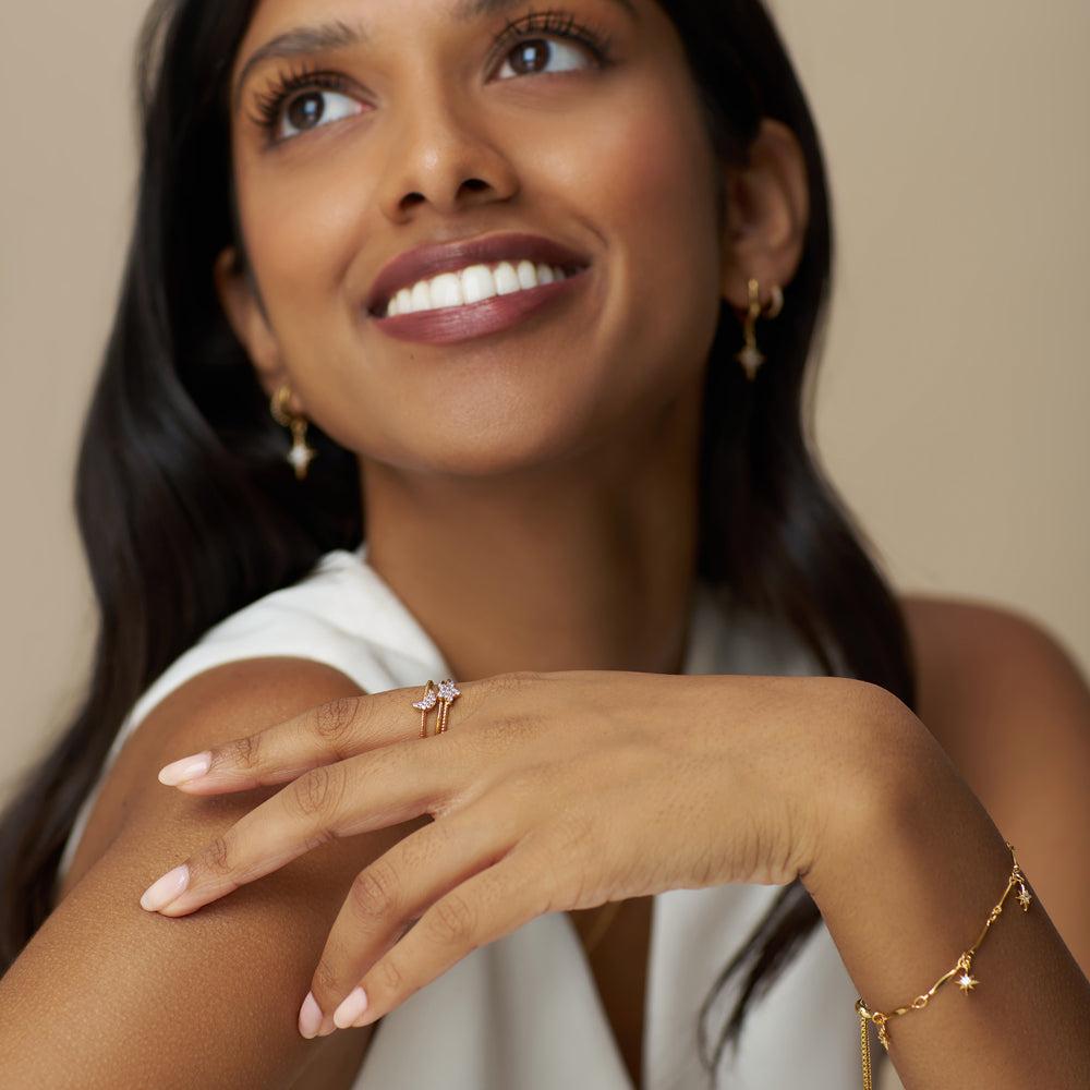 Orelia Crystal Starburst Multi Charm Slider Bracelet