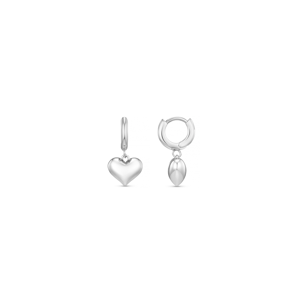 orelia Domed Heart Charm Huggie Hoop Earrings - Silver