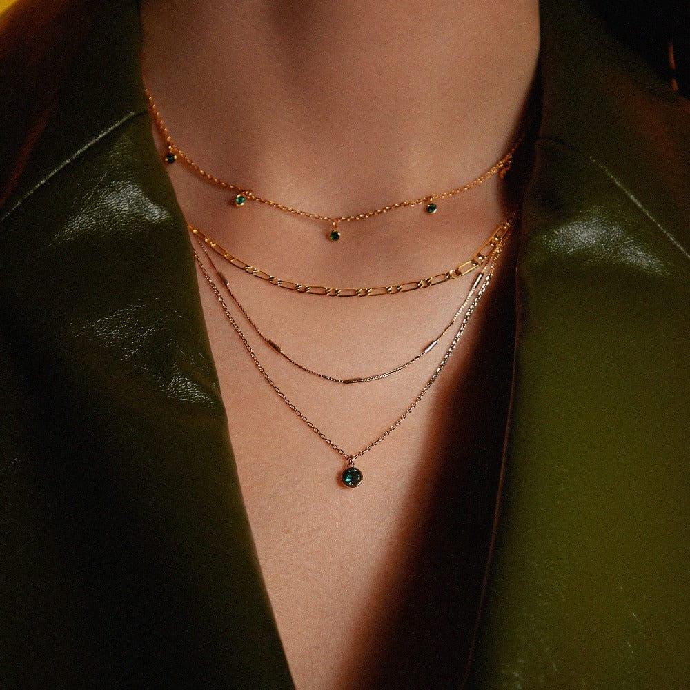 Orelia Emerald 3-Row Necklace Made With Swarovski® Crystals