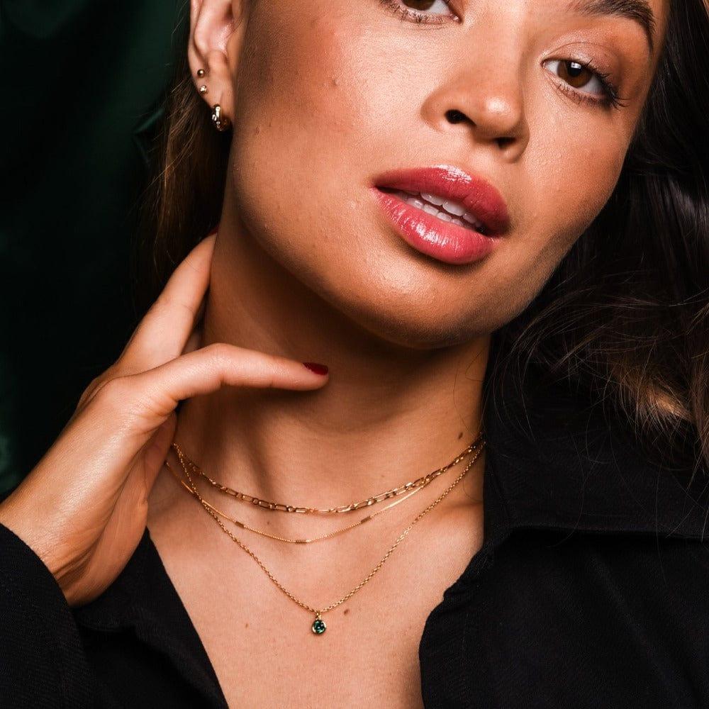 Orelia Emerald 3-Row Necklace Made With Swarovski® Crystals