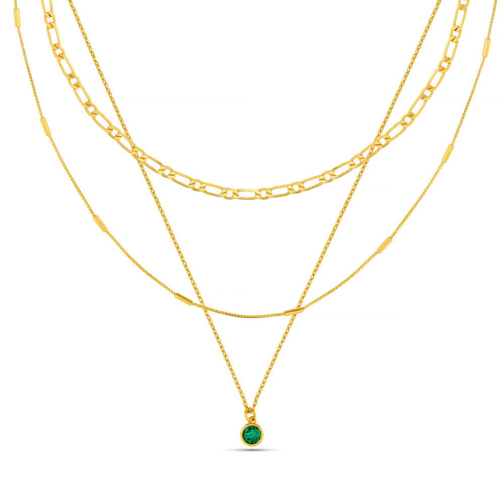 orelia Emerald 3-Row Necklace Made With Swarovski® Crystals