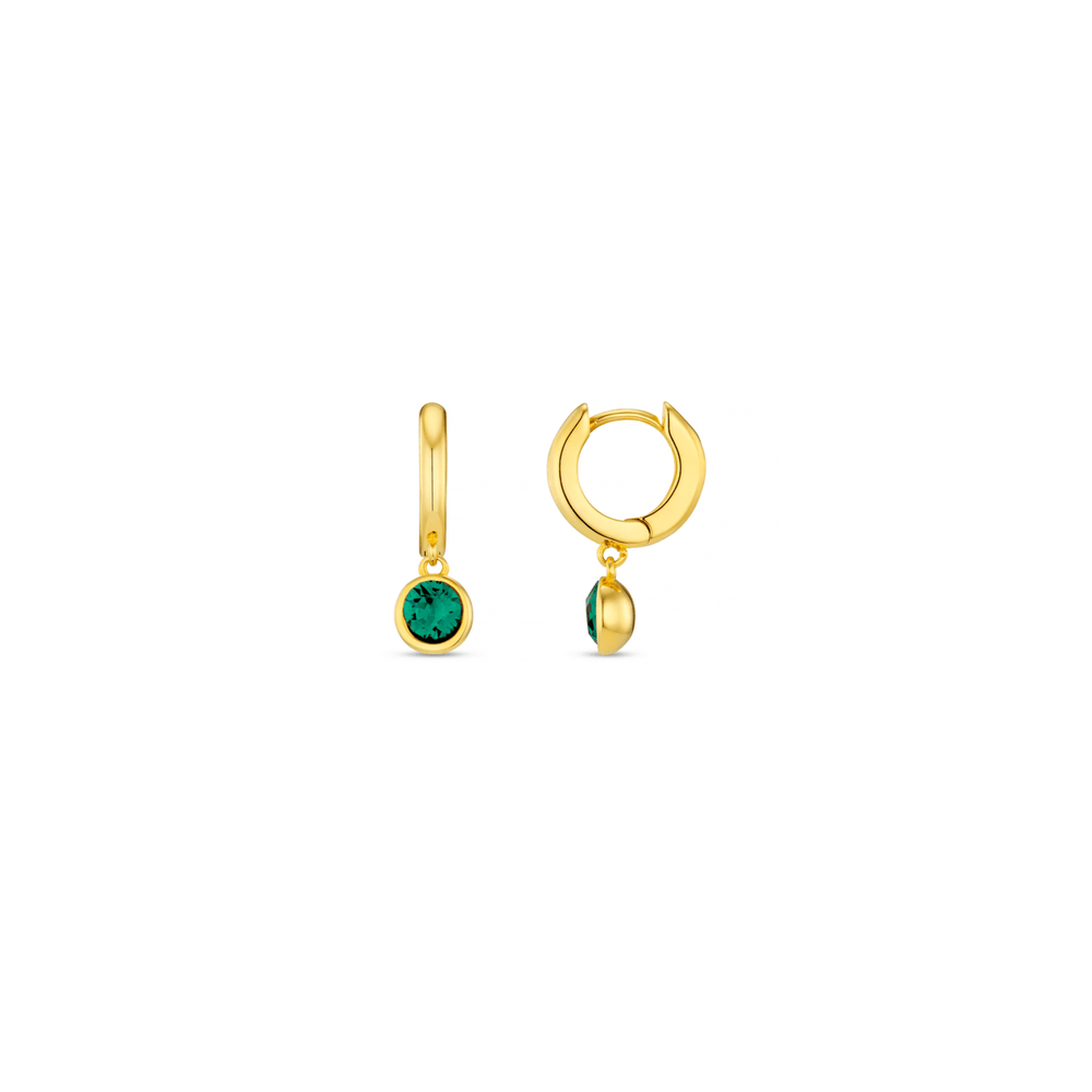 orelia Emerald Drop Huggie Hoop Earrings Made With Swarovski® Crystals - Gold