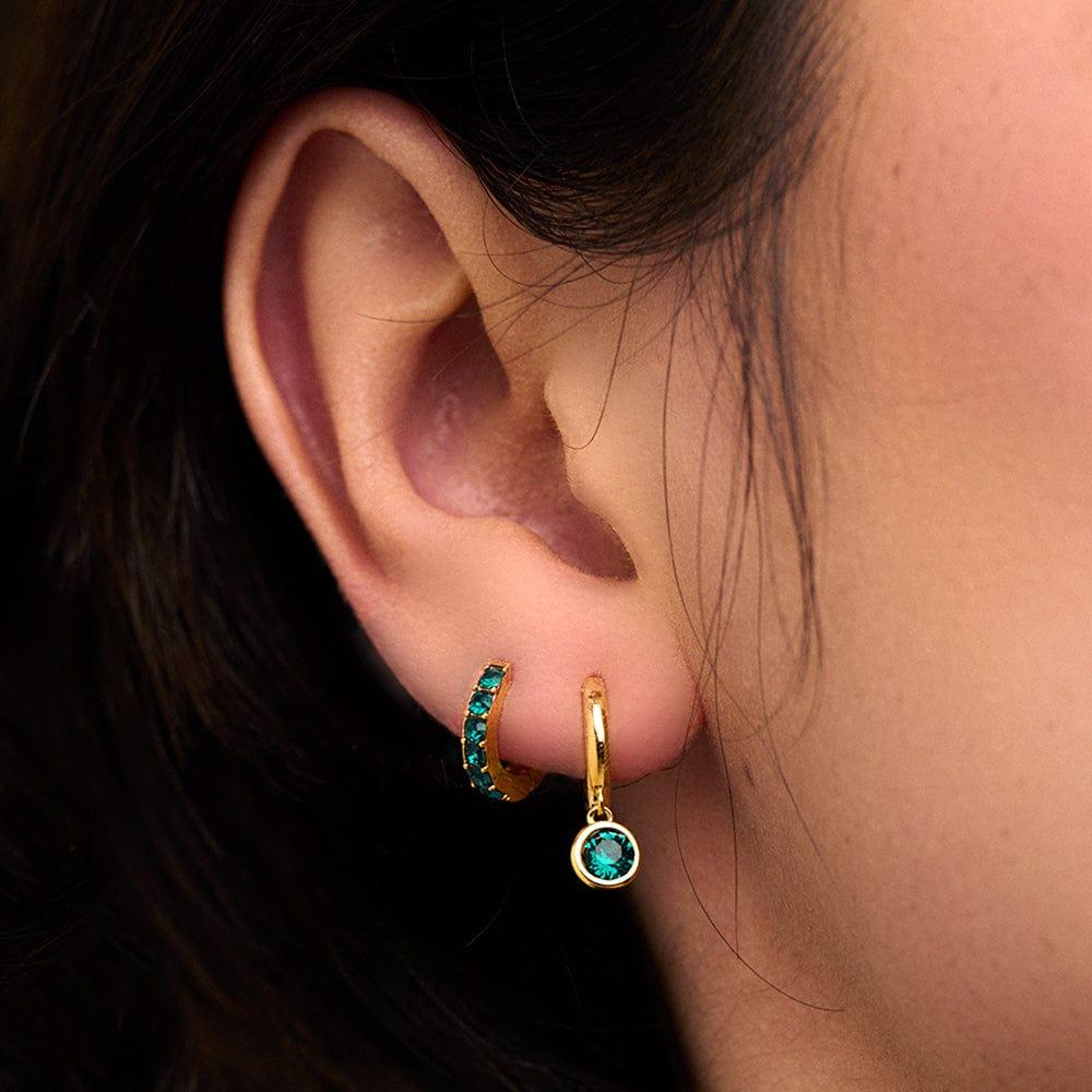 Orelia Emerald Ear Party Made With Swarovski® Crystals - Gold