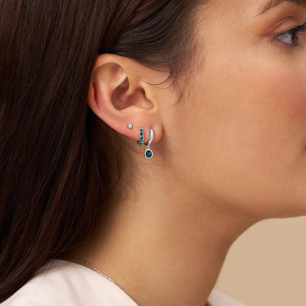 Orelia Emerald Ear Party Made With Swarovski® Crystals - Silver