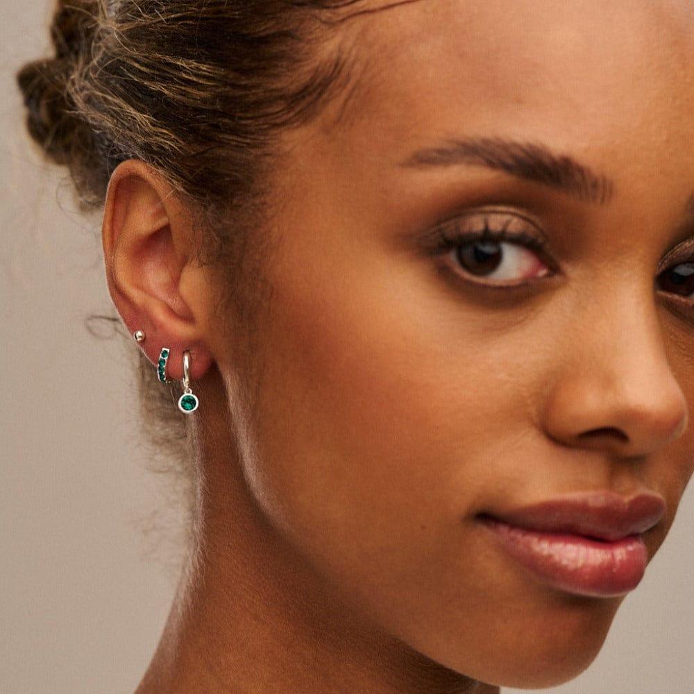 Orelia Emerald Ear Party Made With Swarovski® Crystals - Silver