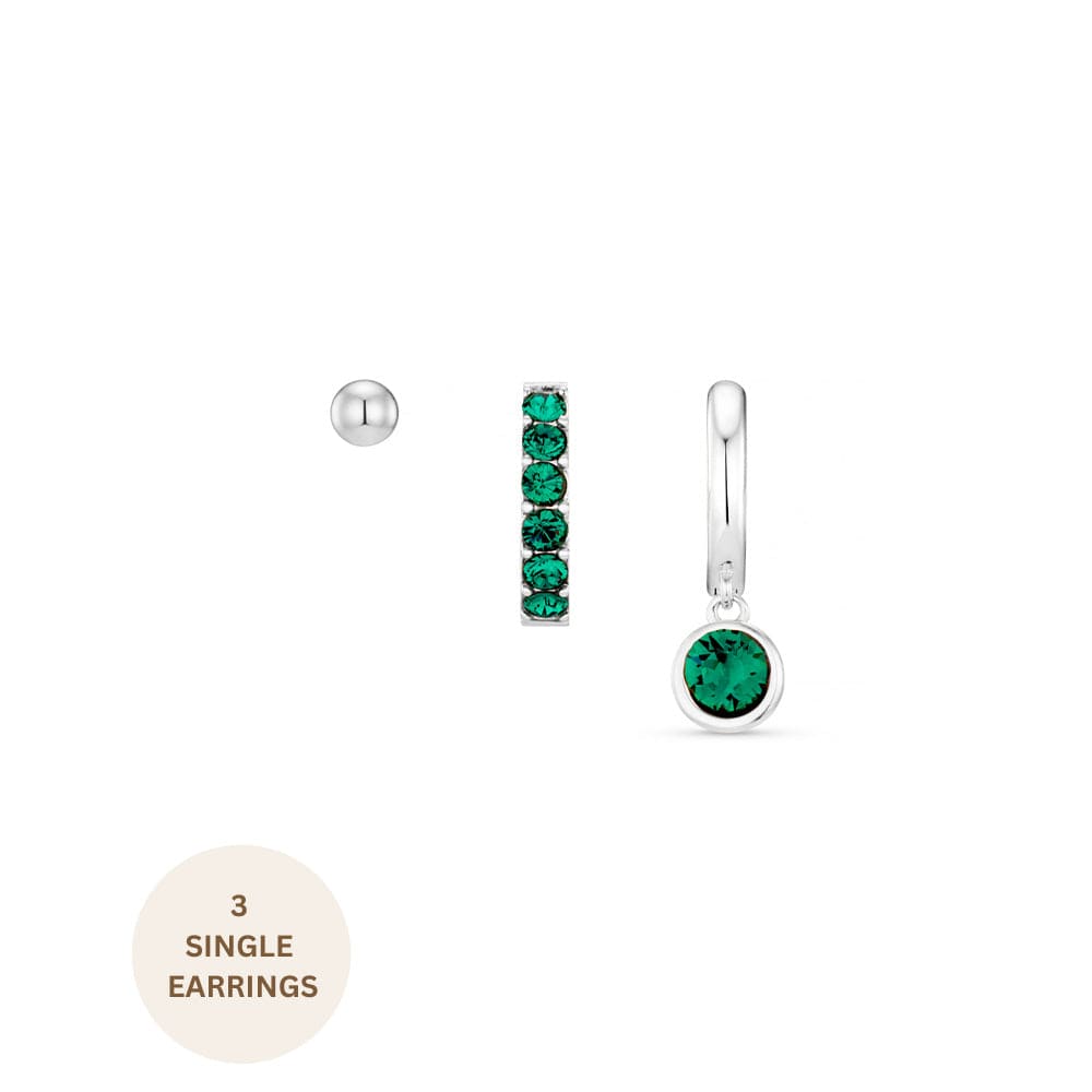 orelia Emerald Ear Party Made With Swarovski® Crystals - Silver