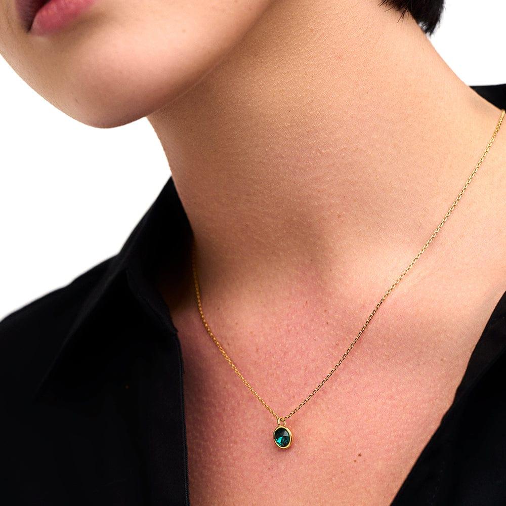 Orelia Emerald Necklace Made With Swarovski® Crystals - Gold