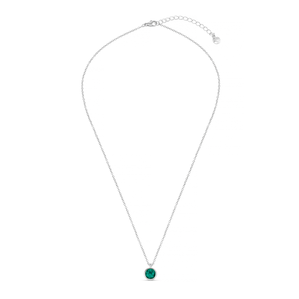 Orelia Emerald Necklace Made With Swarovski® Crystals - Silver
