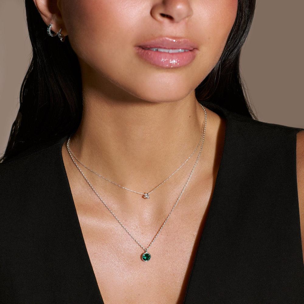 Orelia Emerald Necklace Made With Swarovski® Crystals - Silver