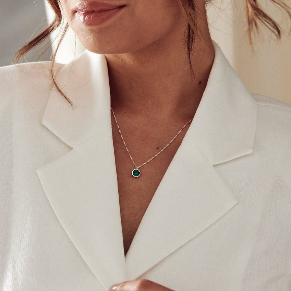 Orelia Emerald Necklace Made With Swarovski® Crystals - Silver