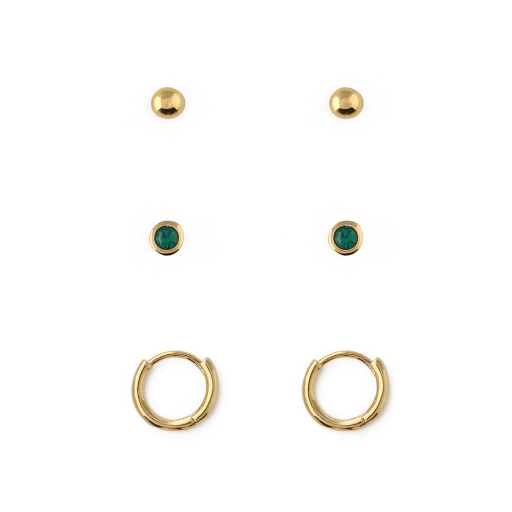 Orelia Emerald Stud & Hoop Earrings Pack Made With Swarovski® Crystals