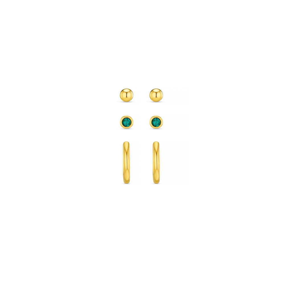 orelia Emerald Stud & Hoop Earrings Pack Made With Swarovski® Crystals