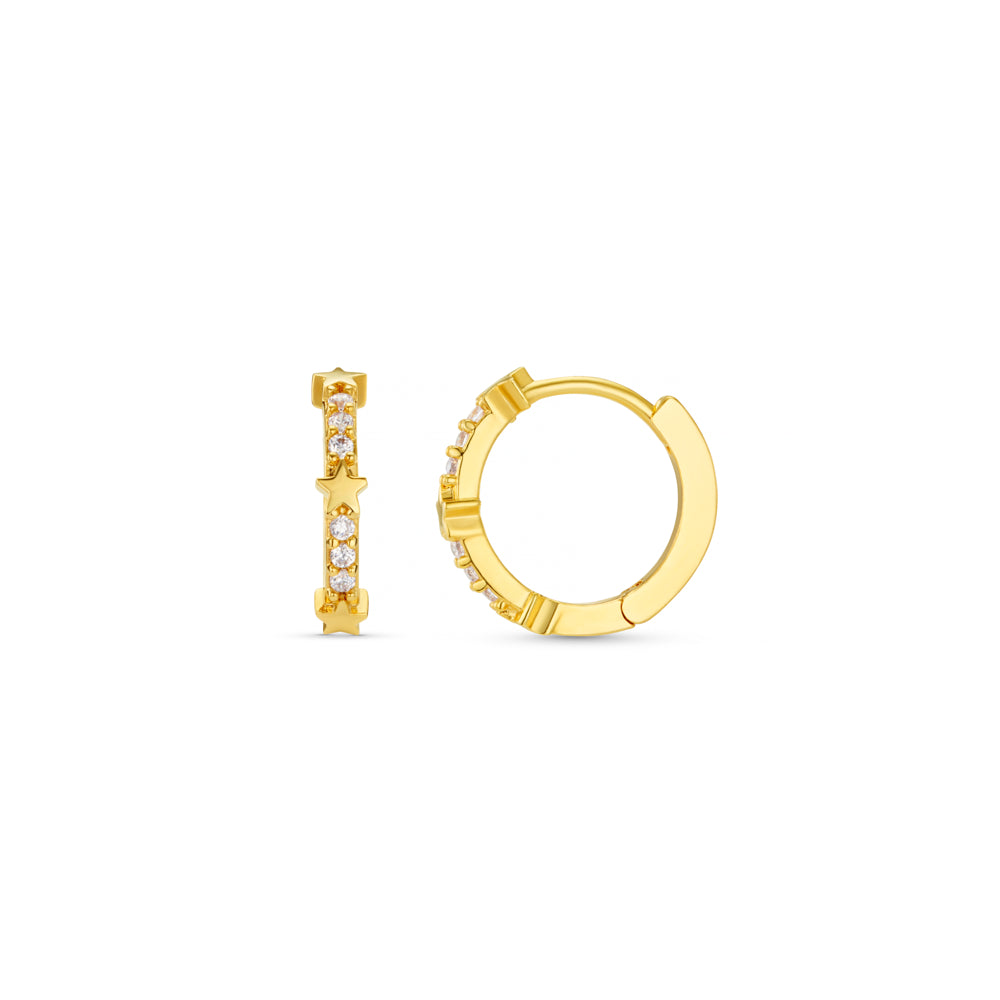 orelia Fine Pavé & Star Stationed Huggie Hoop Earrings