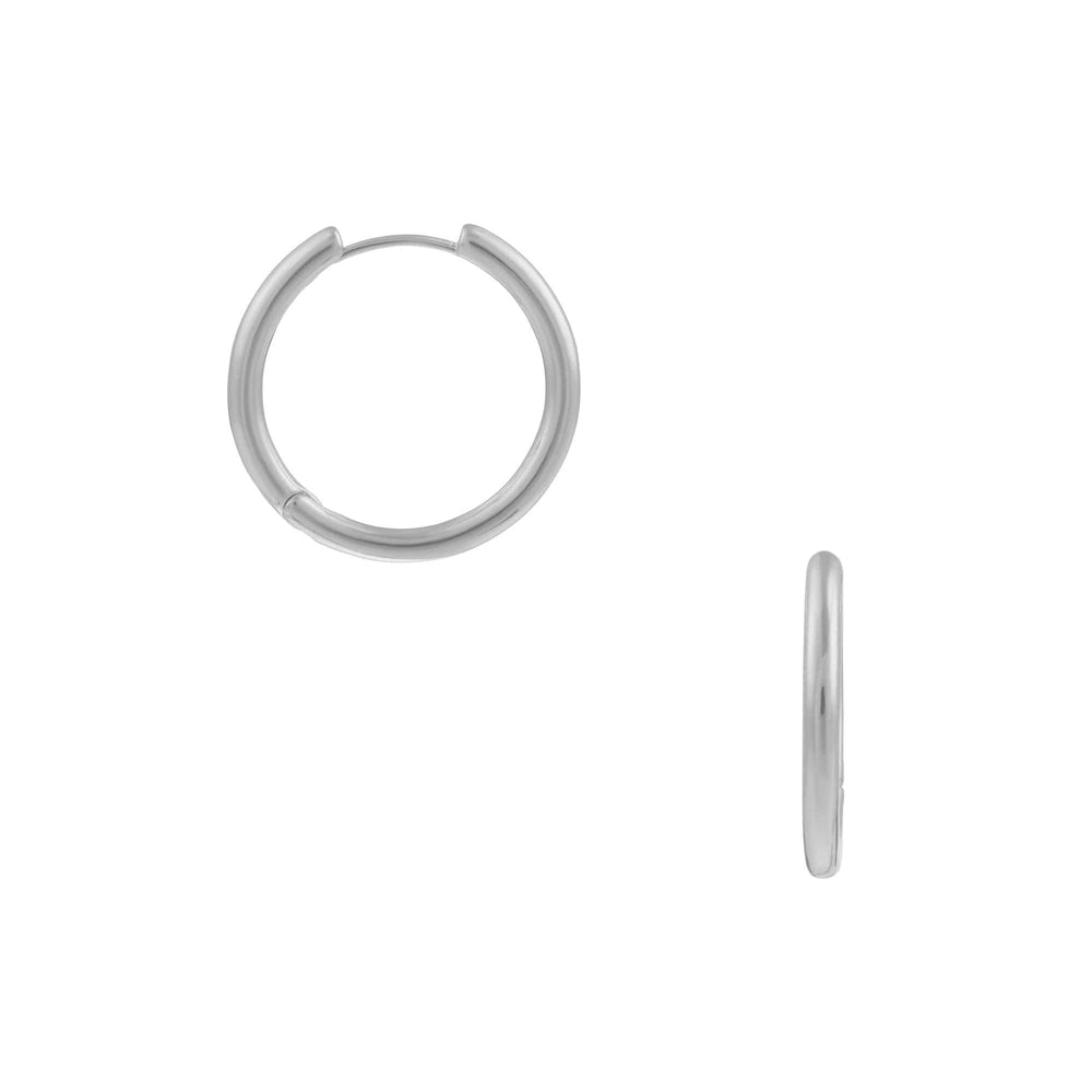 orelia Large Everyday Elevated Hoop Earrings - Silver