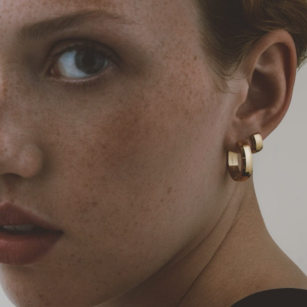 Orelia LUXE Bevelled Edge Huggie Hoop Earrings - Gold