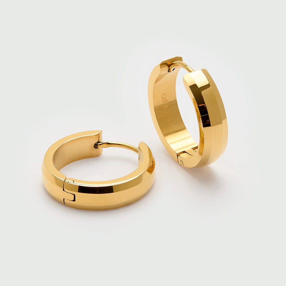 Orelia LUXE Bevelled Edge Mid-Sized Hoop Earrings - Gold