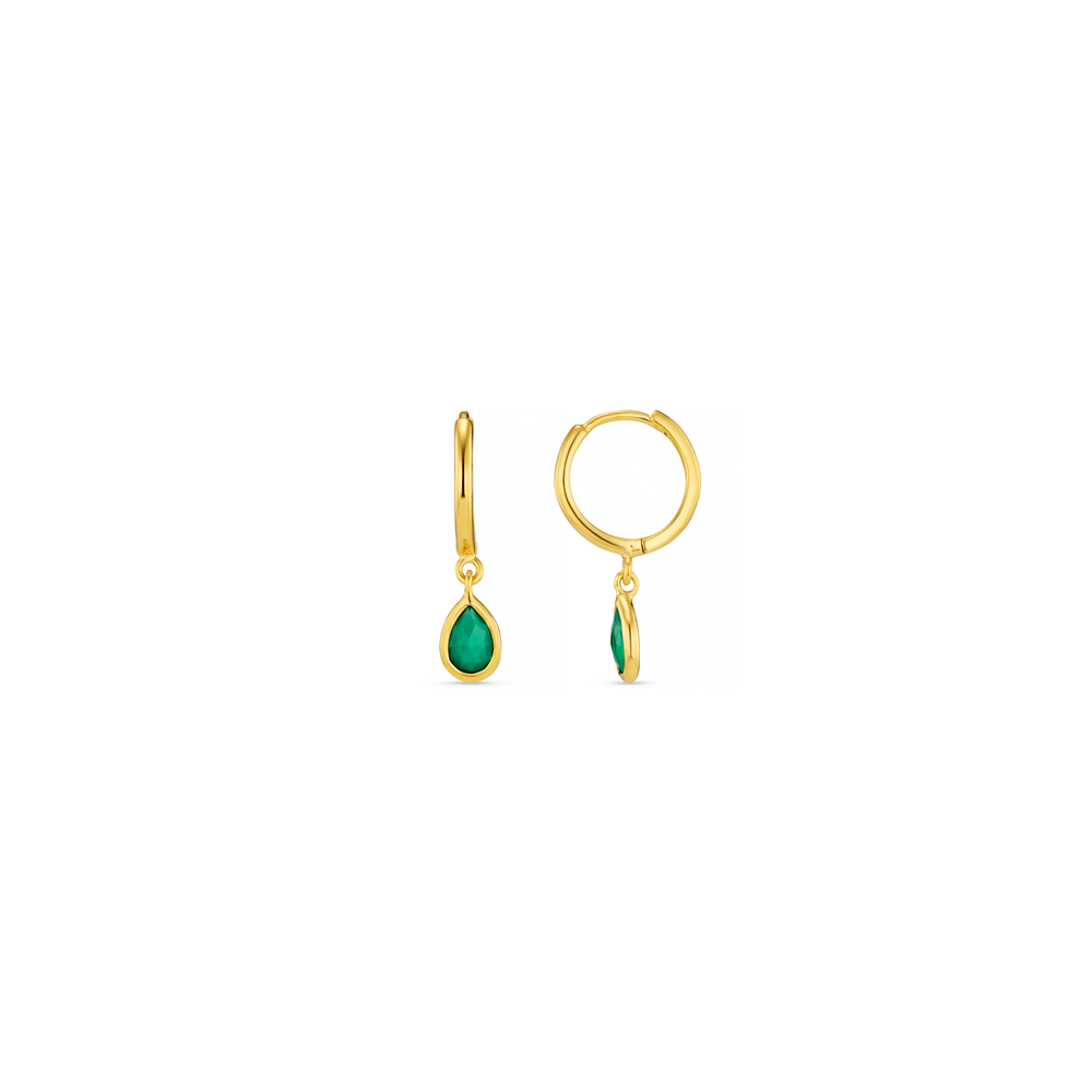 orelia LUXE Green Onyx Teardrop Huggie Hoop Earrings