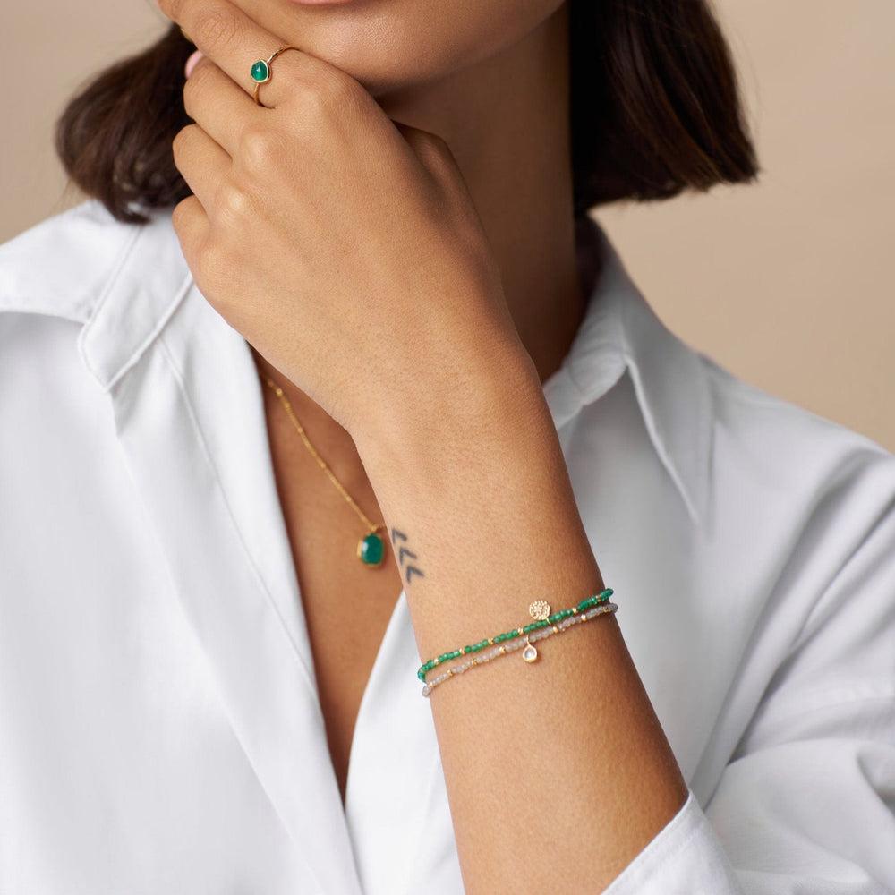 Orelia LUXE Mini Bead & Teardrop Charm Bracelet - Labradorite