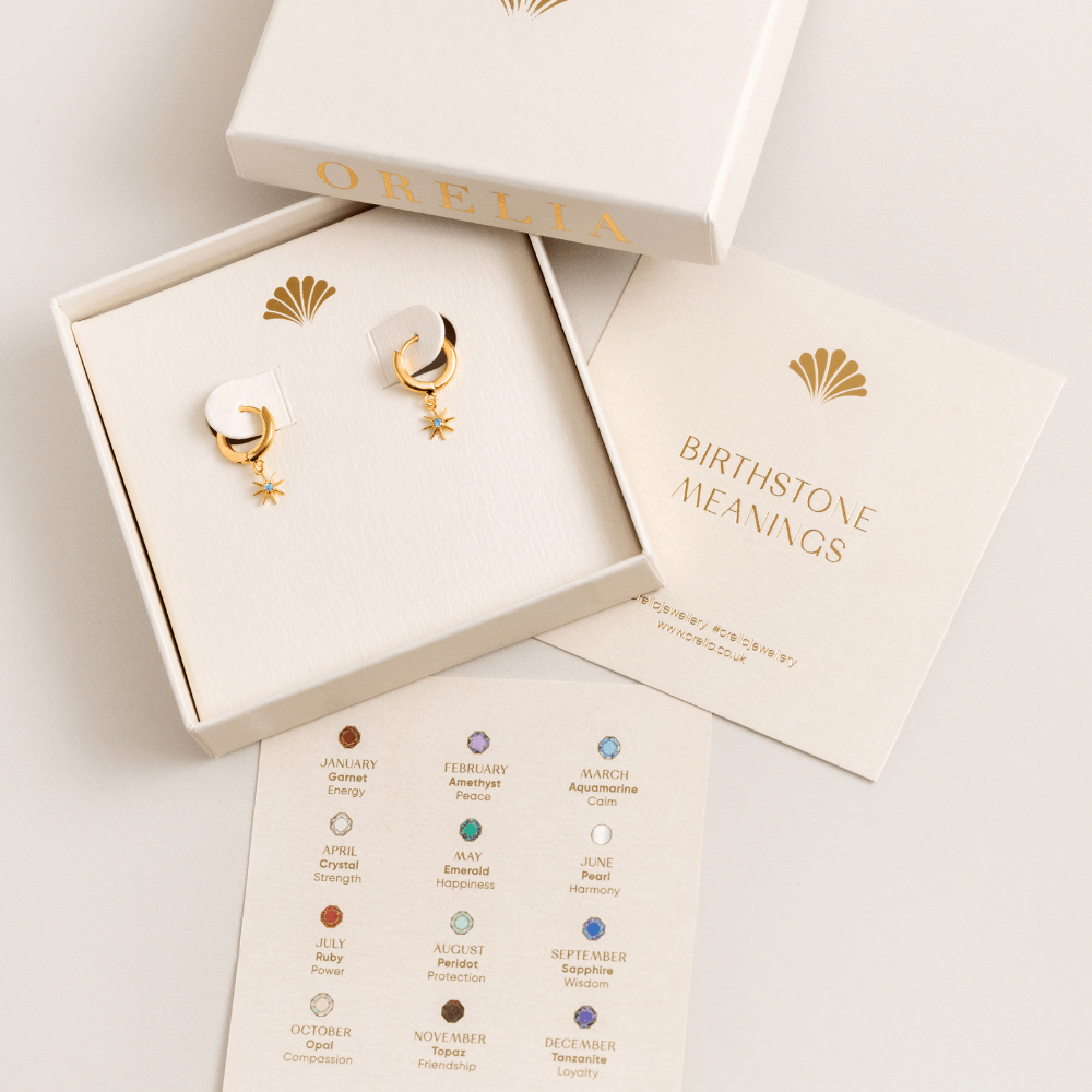 Orelia March Birthstone Aquamarine Huggie Hoop Earrings