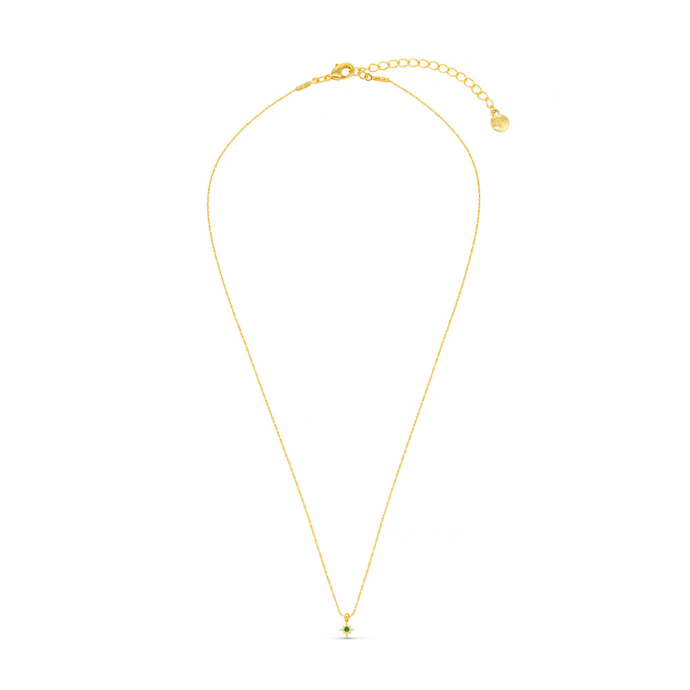 Orelia Micro Emerald Starburst Fine Collar Necklace