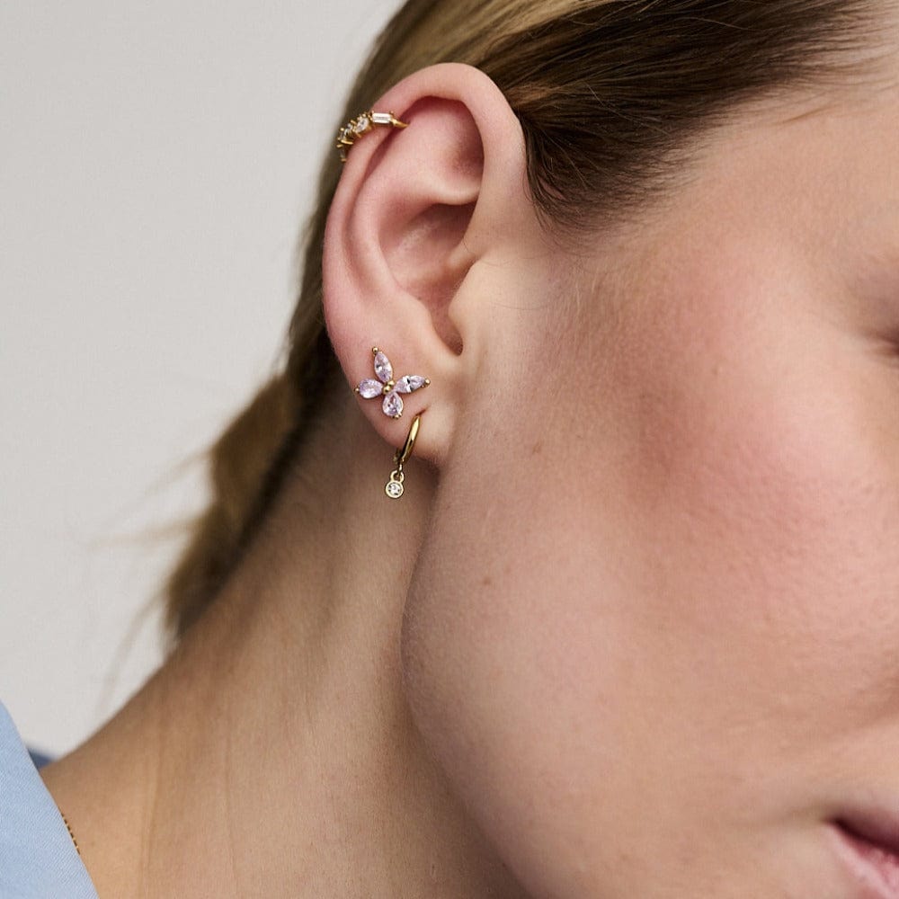 Orelia Mini Crystal Drop Micro Hoop Earrings Made With Swarovski® Crystals - Gold