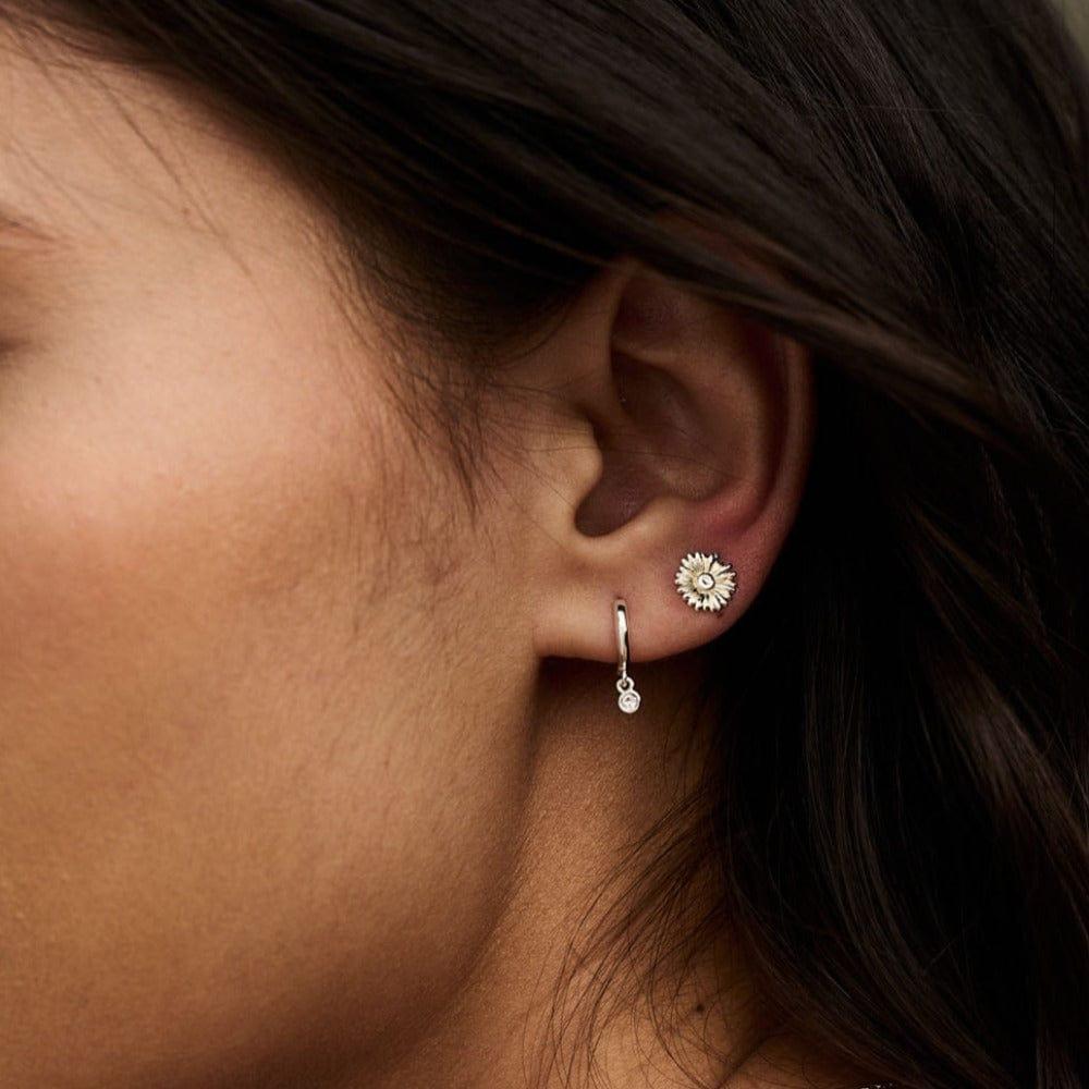 Orelia Mini Crystal Drop Micro Hoop Earrings Made With Swarovski® Crystals - Silver