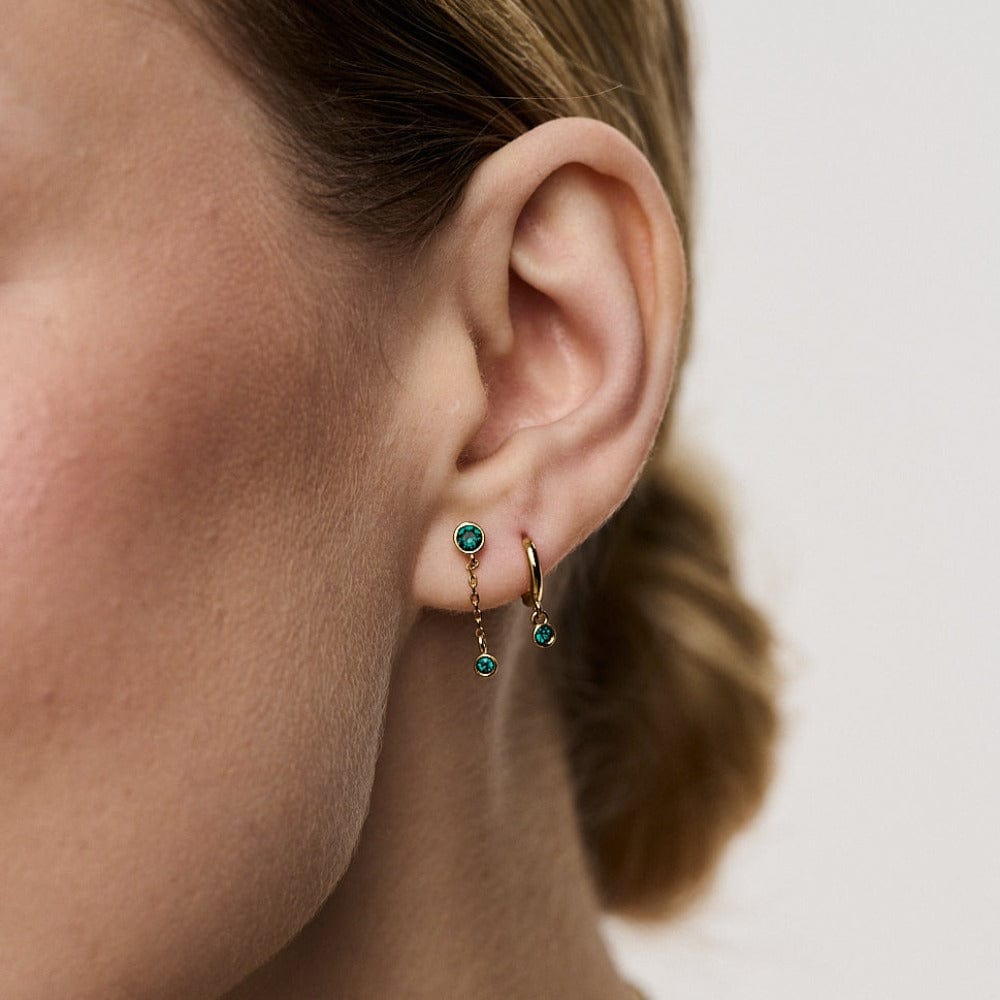 Orelia Mini Emerald Drop Micro Hoop Earrings Made With Swarovski® Crystals