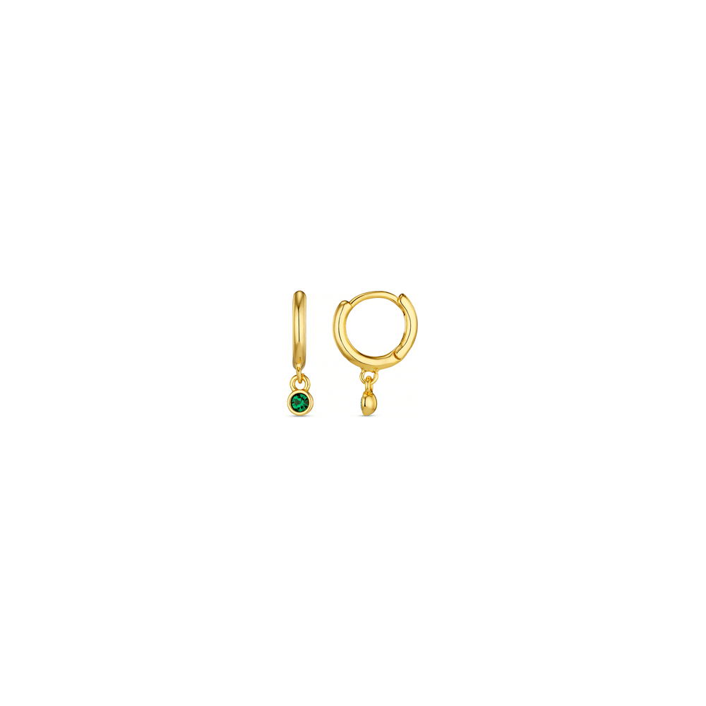 orelia Mini Emerald Drop Micro Hoop Earrings Made With Swarovski® Crystals