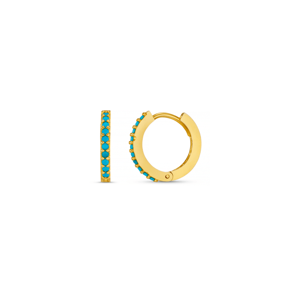 orelia Mini Turquoise Pavé Huggie Hoop Earrings - Gold