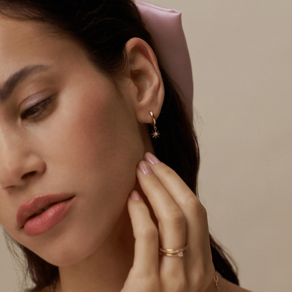 Orelia November Birthstone Topaz Huggie Hoop Earrings