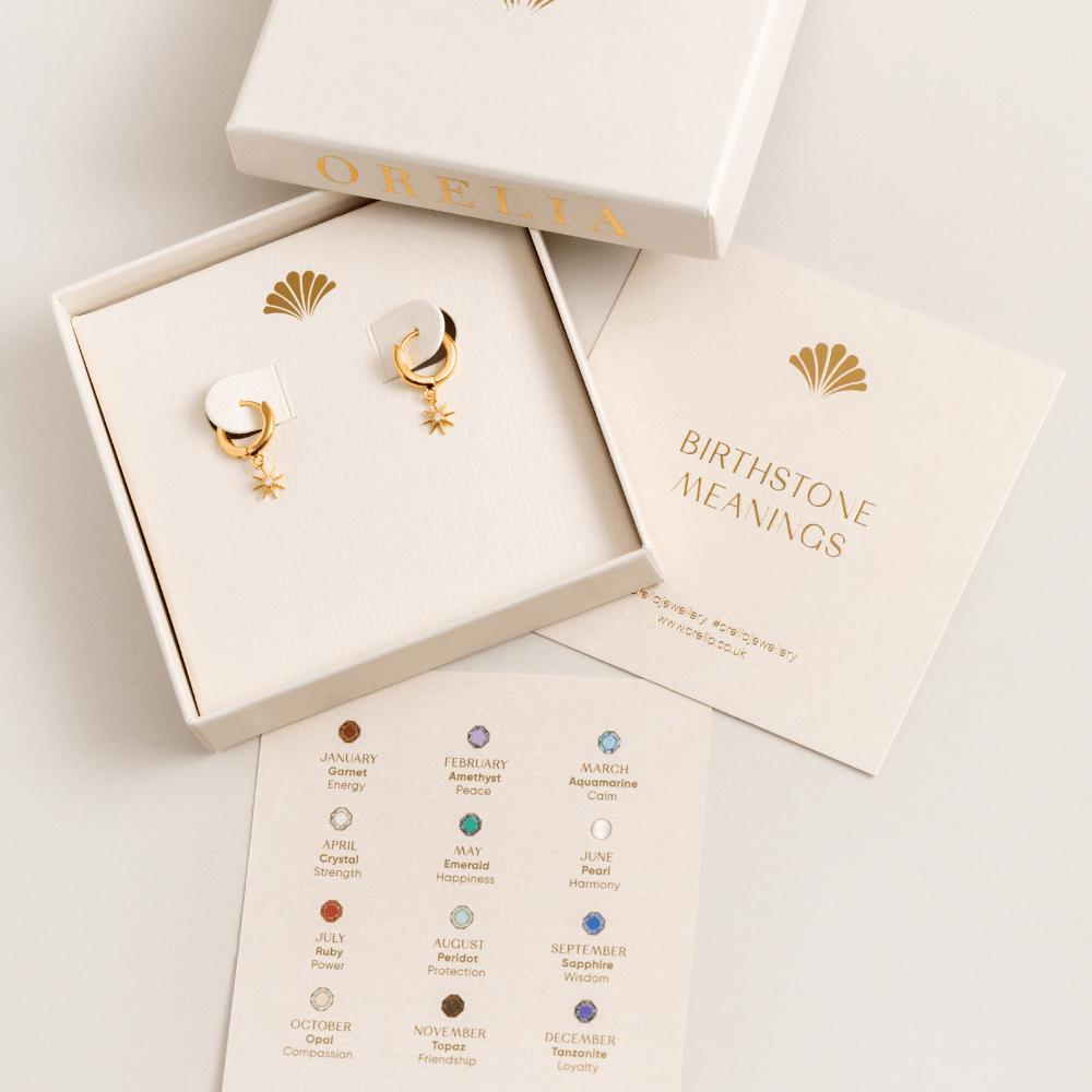 Orelia October Birthstone Opal Huggie Hoop Earrings