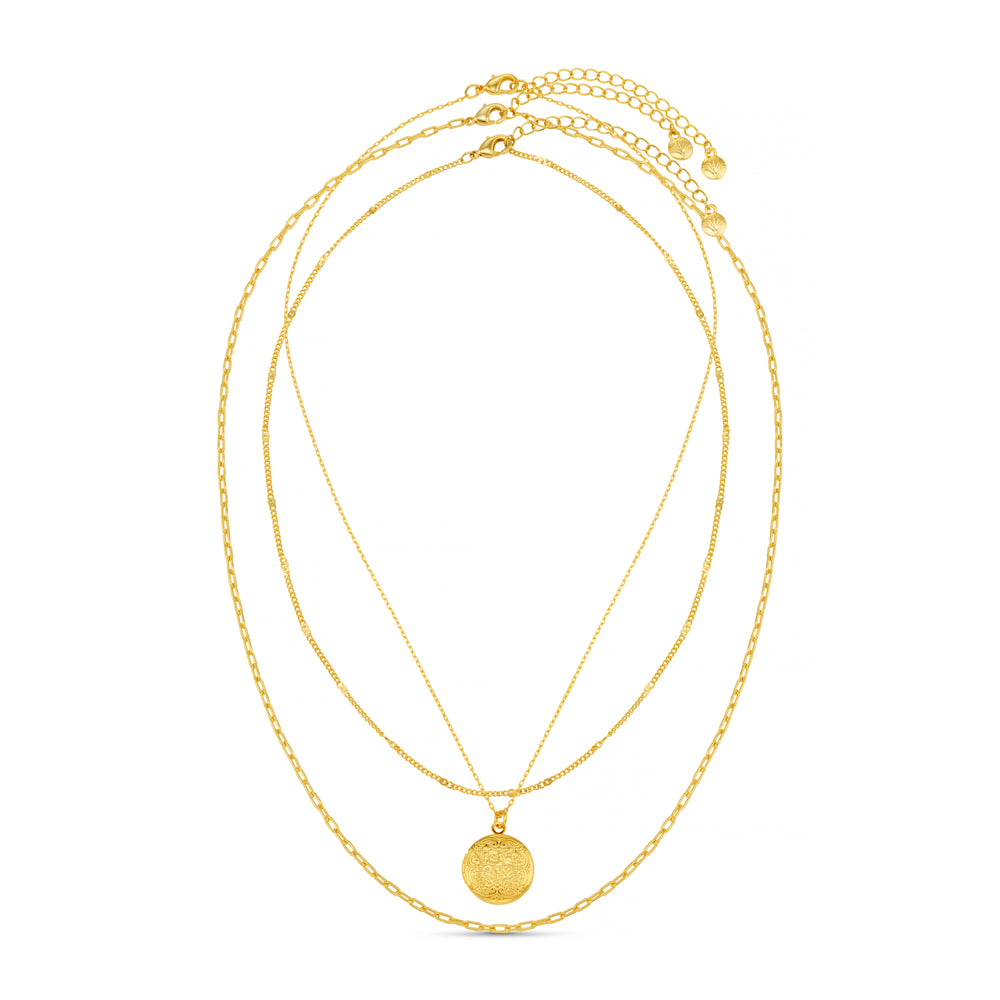 Orelia 3-Row Locket Necklace