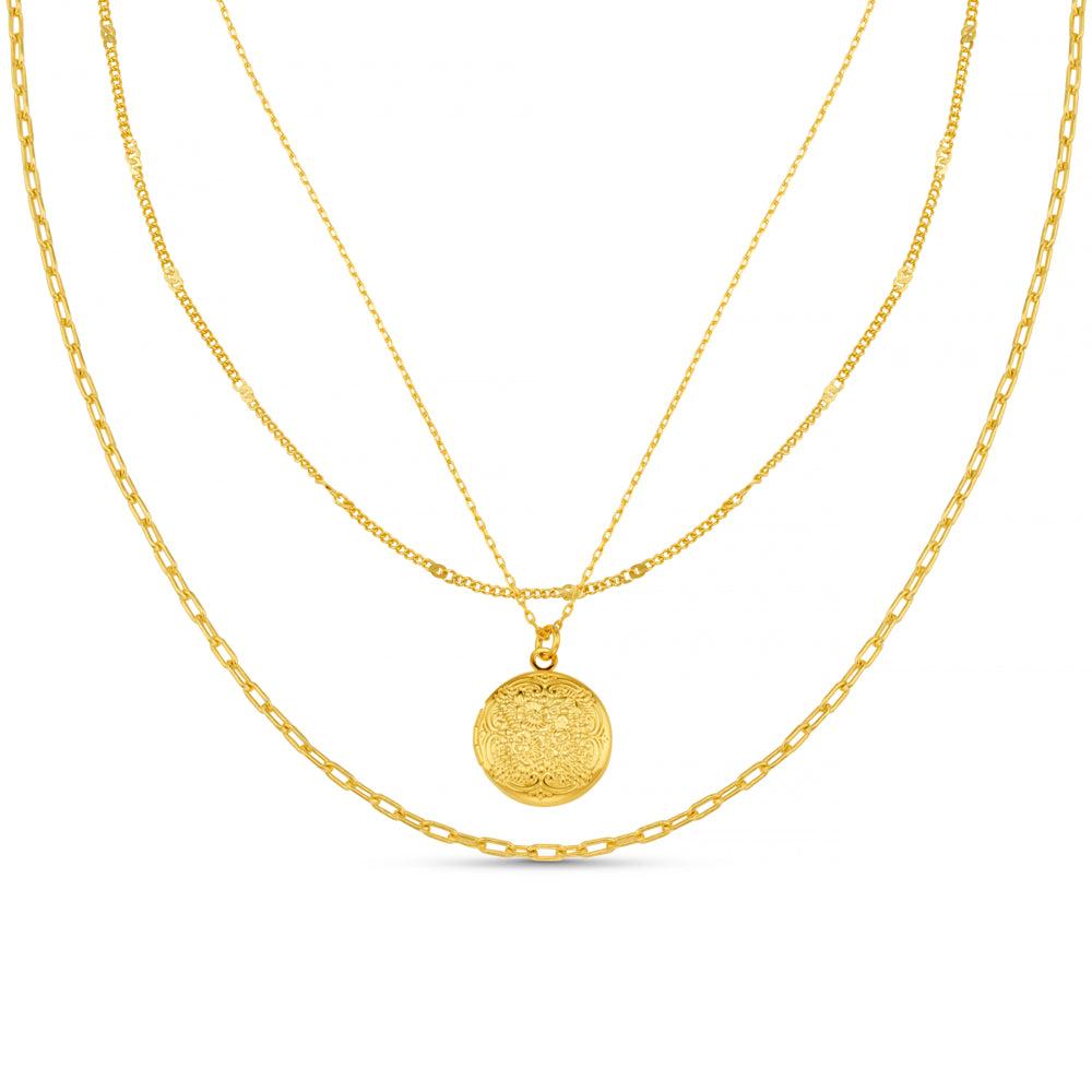 orelia 3-Row Locket Necklace
