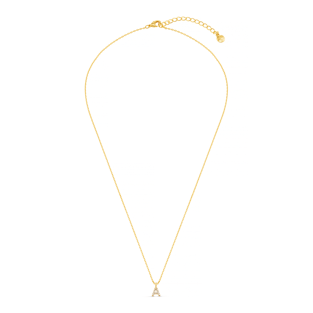 Orelia A Pave Initial Charm Necklace