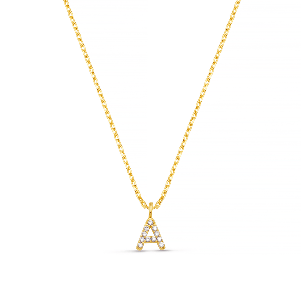 orelia A Pave Initial Charm Necklace