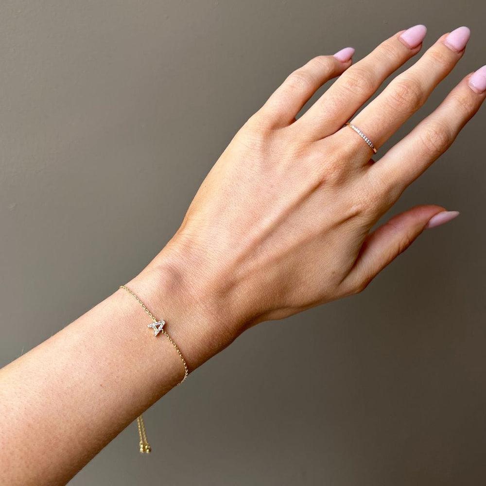 Orelia A Pave Initial Slider Bracelet