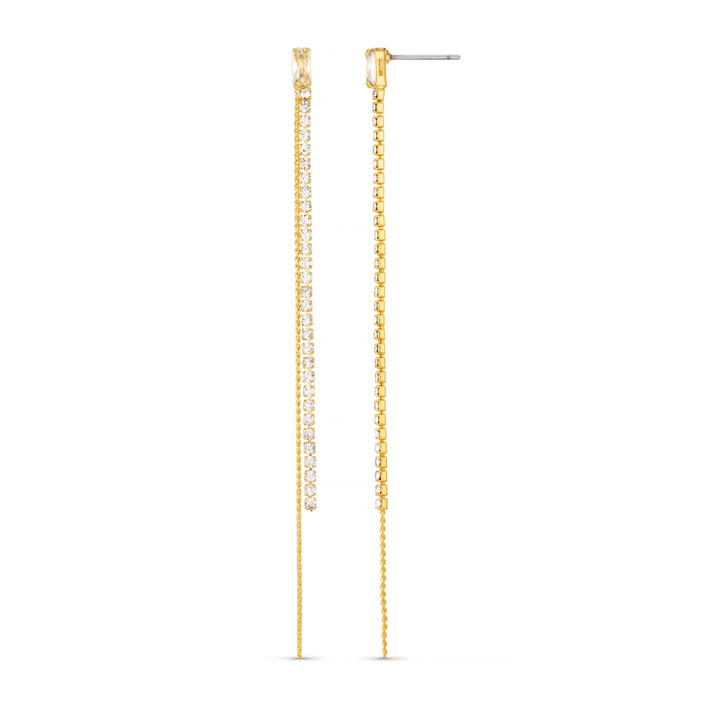 orelia Baguette & Crystal Chain Fine Drop Earrings