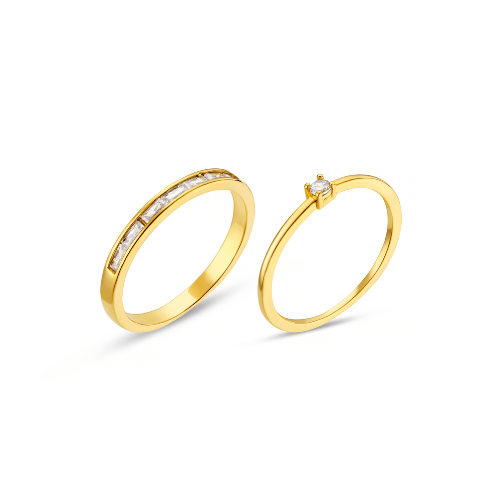 orelia Baguette & Crystal Ring 2-Pack