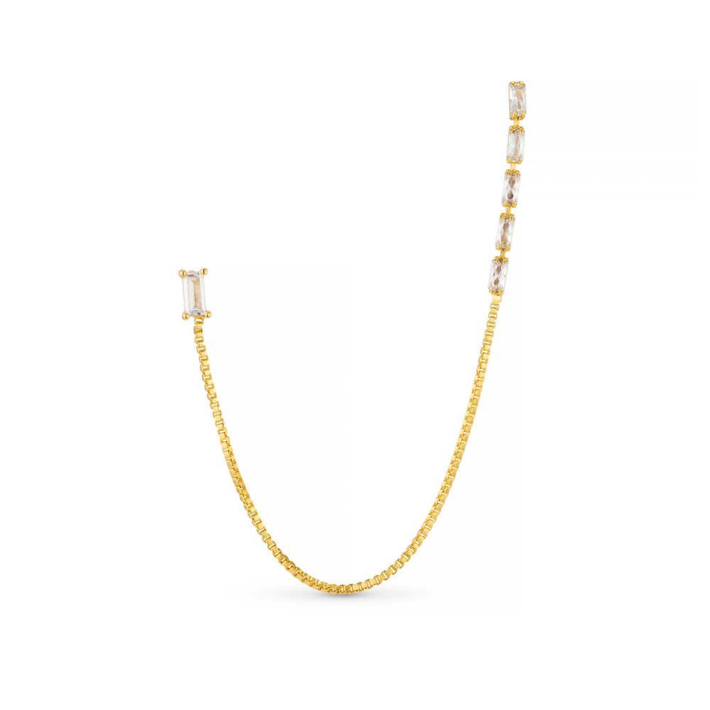 orelia Baguette Fine Chain Link Earring