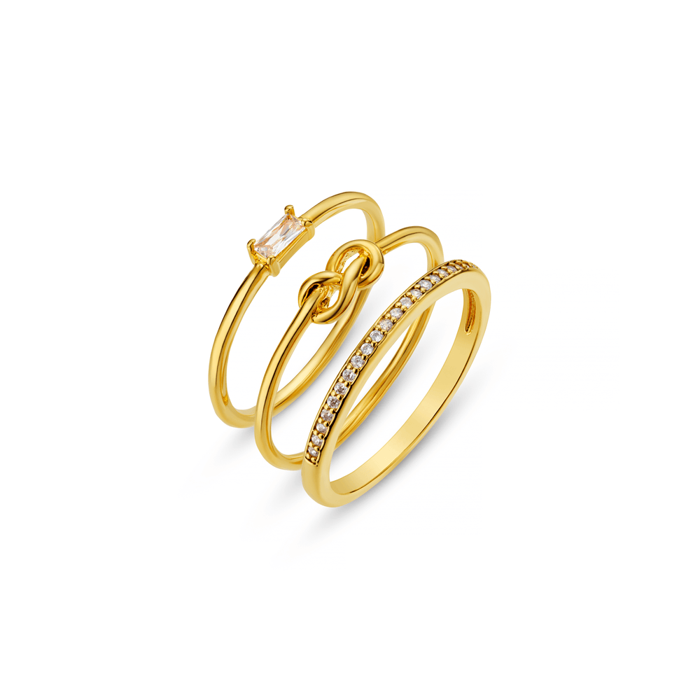orelia Baguette & Infinity Crystal Ring Stacking Set